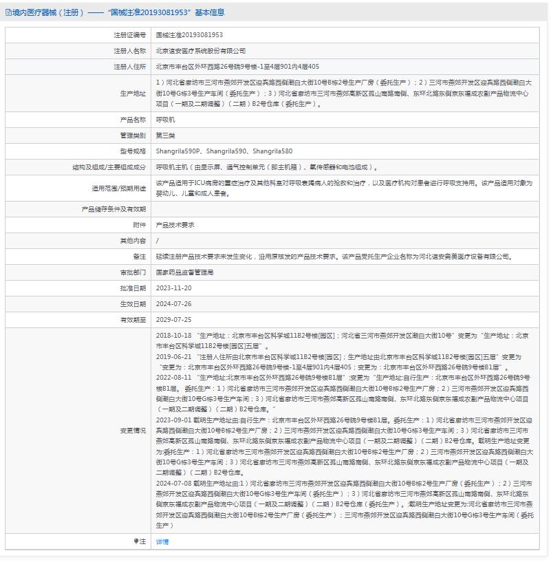 誼安Aeonmed呼吸機(jī)Shangrila590