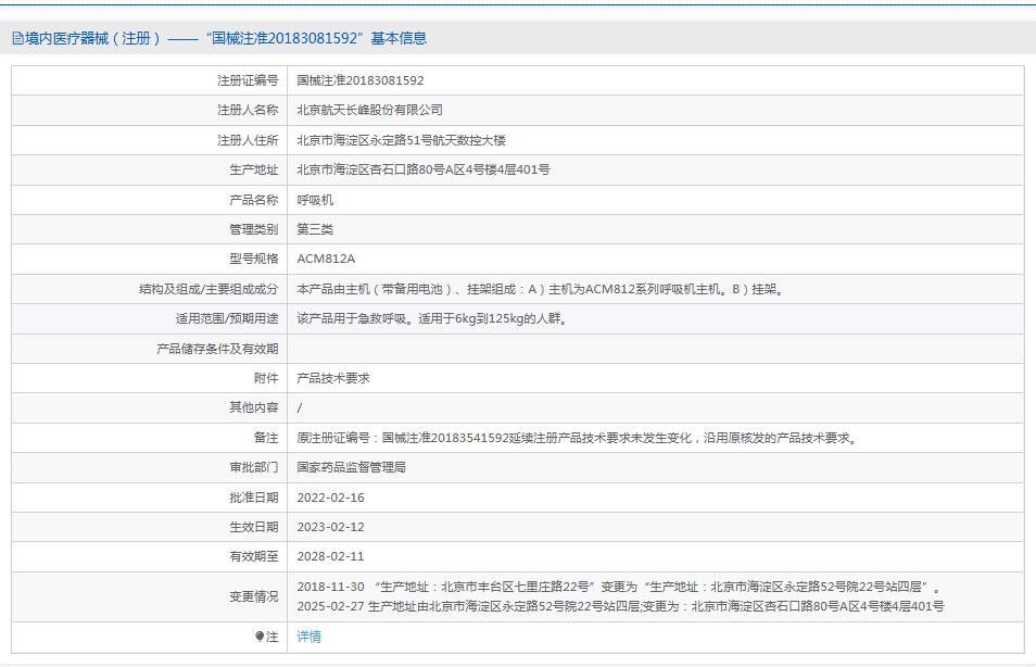 長(zhǎng)峰812A呼吸機(jī)
